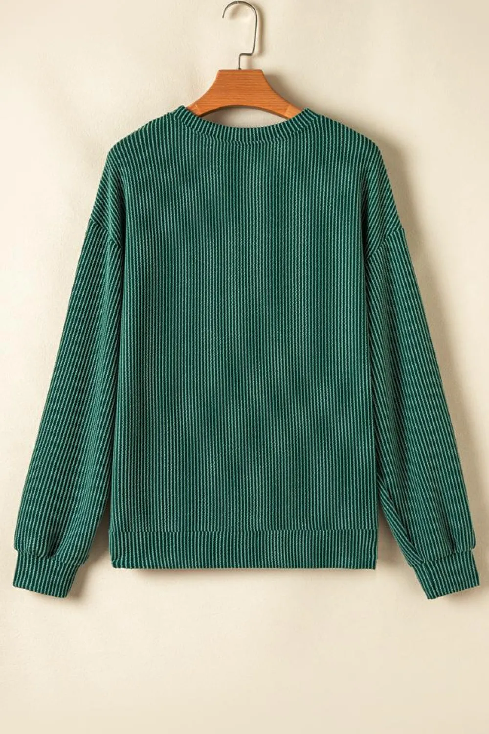 Clearance Dear-Lover JOLLY Corded Long Sleeve Top and Pockets Pants Set Evergreen