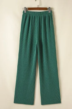 Clearance Dear-Lover JOLLY Corded Long Sleeve Top and Pockets Pants Set Evergreen