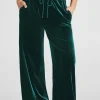 Clearance Dear-Lover Solid Drawstring Waist Wide Leg Pants Evergreen