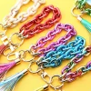 Hot Dear-Lover Chain Design Tassel Key Ring Festival Fuchsia