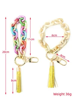 Hot Dear-Lover Chain Design Tassel Key Ring Festival Fuchsia