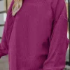 Hot Dear-Lover Ribbed Corduroy Oversized Sweatshirt Festival Fuchsia