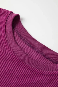 Hot Dear-Lover Ribbed Corduroy Oversized Sweatshirt Festival Fuchsia