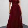 Fashion Dear-Lover Blue Fill Your Heart Lace Maxi Dress Fiery Red