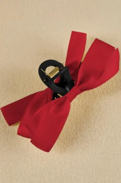 Clearance Dear-Lover Bow Decor Large Hair Claw Clip Fiery Red