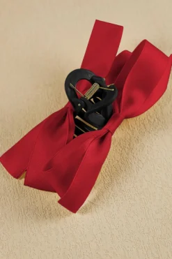 Clearance Dear-Lover Bow Decor Large Hair Claw Clip Fiery Red