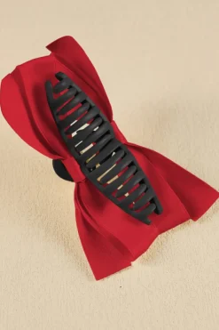 Clearance Dear-Lover Bow Decor Large Hair Claw Clip Fiery Red