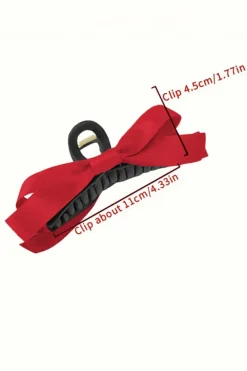 Clearance Dear-Lover Bow Decor Large Hair Claw Clip Fiery Red