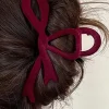 Clearance Dear-Lover Bow Knot Velvet Large Hair Clip Fiery Red