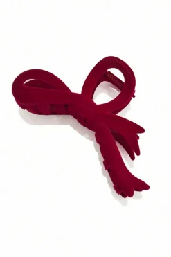 Clearance Dear-Lover Bow Knot Velvet Large Hair Clip Fiery Red
