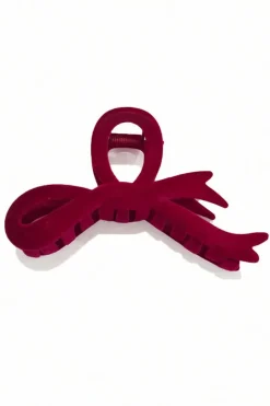 Clearance Dear-Lover Bow Knot Velvet Large Hair Clip Fiery Red