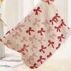 New Dear-Lover Bows Print Zipped Corduroy Makeup Storage Bag Fiery Red