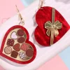 Best Dear-Lover Box of Chocolate Heart Shape Dangle Earrings Fiery Red