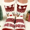 Sale Dear-Lover Cartoon Santa Claus Christmas Fleece Socks Fiery Red