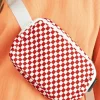 Clearance Dear-Lover Checkered Print Zipped Buckle Strap Crossbody Bag Fiery Red