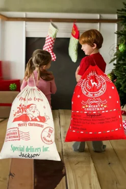 Sale Dear-Lover Christmas Graphic Drawstring Gift Sack Bag Fiery Red