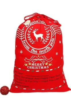 Sale Dear-Lover Christmas Graphic Drawstring Gift Sack Bag Fiery Red