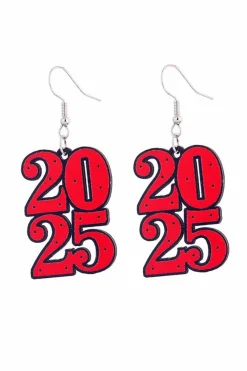 Online Dear-Lover Christmas New Year Celebration Party Earrings Fiery Red