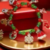 Sale Dear-Lover Christmas Pattern Pendant Beaded Bracelet Fiery Red