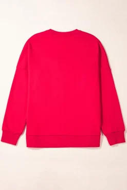 Outlet Dear-Lover Christmas Santa Baby Tinsel Graphic Sweatshirt Fiery Red