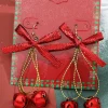Online Dear-Lover Christmas Style Bow Knot Bells Dangle Earrings Fiery Red