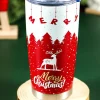 Online Dear-Lover Christmas Tree Elk Print Stainless Steel Tumbler 20 OZ Fiery Red
