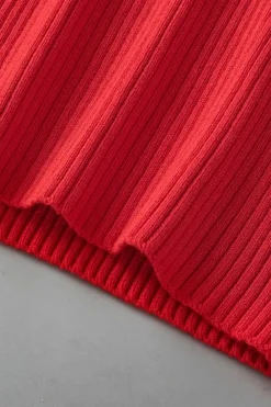 Discount Dear-Lover Colorblock Edge Ribbed Knit U Neck Tank Top Fiery Red