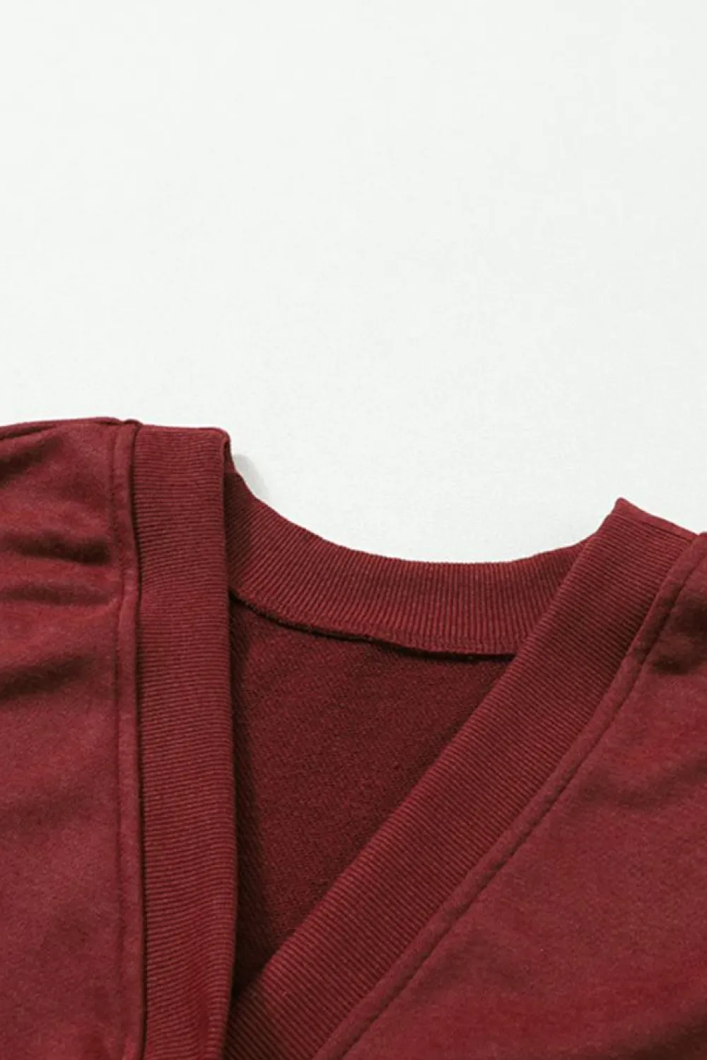 Fashion Dear-Lover Exposed Seam Twist Open Back Oversized Sweatshirt Fiery Red