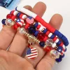 Online Dear-Lover Flag Day Beaded Multilayered Bracelet Fiery Red