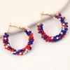 Outlet Dear-Lover Flag Day Beaded Hoop Earrings Fiery Red