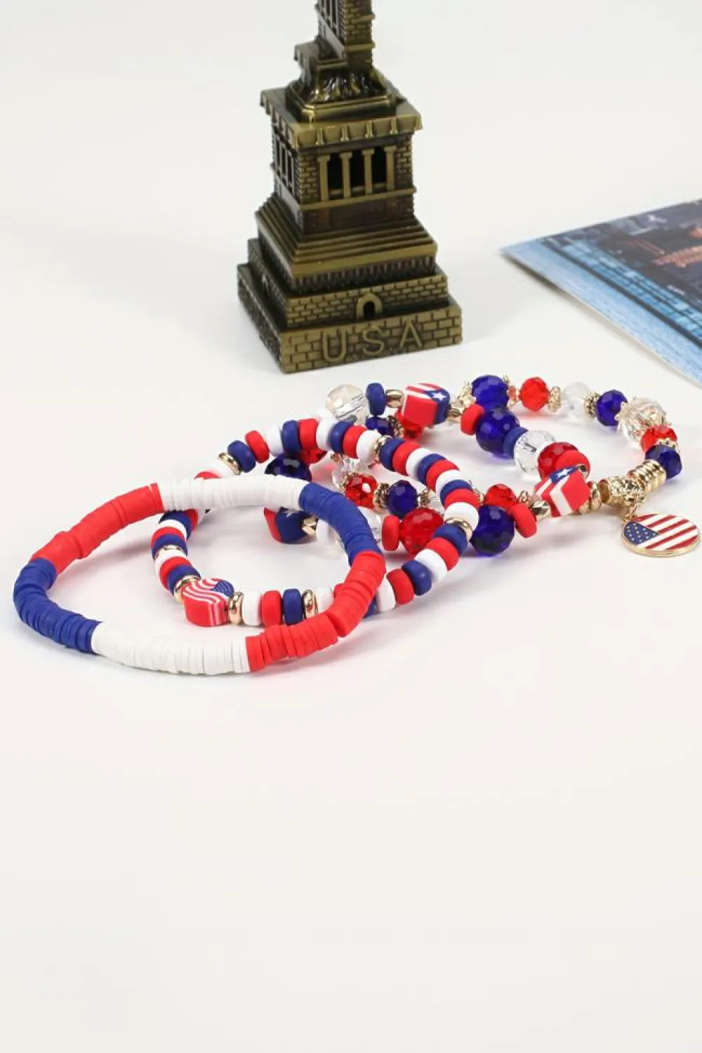 Online Dear-Lover Flag Day Beaded Multilayered Bracelet Fiery Red