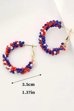 Outlet Dear-Lover Flag Day Beaded Hoop Earrings Fiery Red