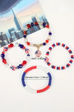 Online Dear-Lover Flag Day Beaded Multilayered Bracelet Fiery Red