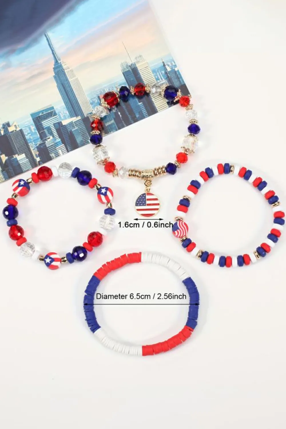 Online Dear-Lover Flag Day Beaded Multilayered Bracelet Fiery Red