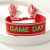 Sale Dear-Lover GAME DAY Embroidered Woven Tassel Decor Bracelet Fiery Red