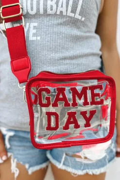 Outlet Dear-Lover GAME DAY Rugby Football Clear Shoulder Bag Fiery Red