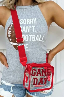 Outlet Dear-Lover GAME DAY Rugby Football Clear Shoulder Bag Fiery Red