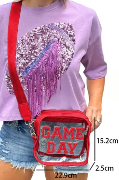 Outlet Dear-Lover GAME DAY Rugby Football Clear Shoulder Bag Fiery Red