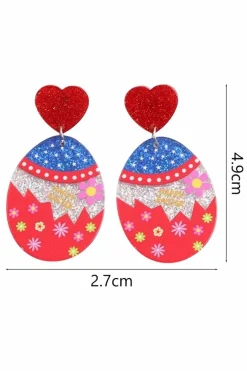Online Dear-Lover Happy Easter Mixed Pattern Holiday Earrings Fiery Red