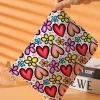New Dear-Lover Heart Flower Print Corduroy Large Makeup Bag Fiery Red