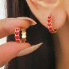 New Dear-Lover Heart Shape Plated Alloy Small Hook Earrings Fiery Red