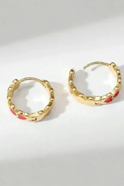 New Dear-Lover Heart Shape Plated Alloy Small Hook Earrings Fiery Red