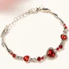Discount Dear-Lover Heart-shape Gem Valentines Fashion Bracelet Fiery Red