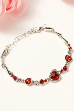 Discount Dear-Lover Heart-shape Gem Valentines Fashion Bracelet Fiery Red