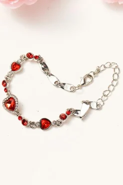 Discount Dear-Lover Heart-shape Gem Valentines Fashion Bracelet Fiery Red