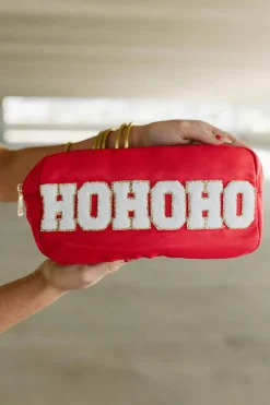 Outlet Dear-Lover HOHOHO Chenille Glitter Zipper Large Makeup Bag Fiery Red