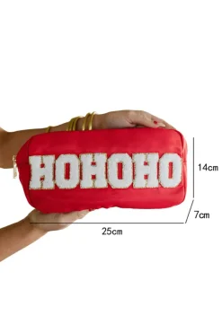 Outlet Dear-Lover HOHOHO Chenille Glitter Zipper Large Makeup Bag Fiery Red