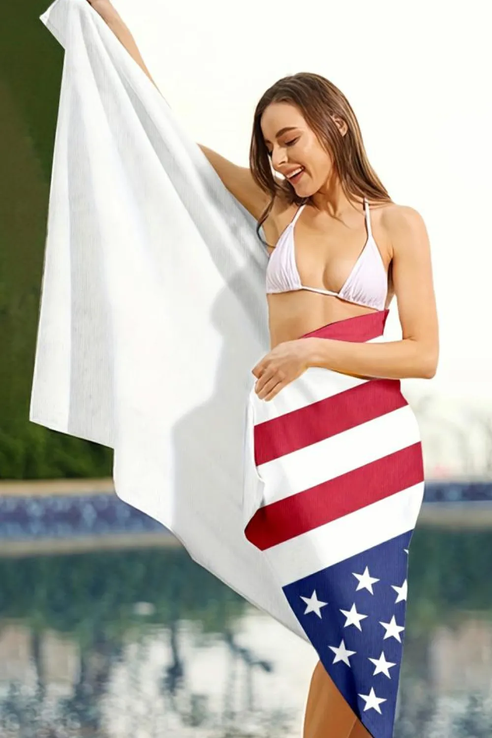 Outlet Dear-Lover Independent Day Flag Pattern Bath Towel Fiery Red