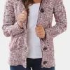 Clearance Dear-Lover Long Sleeve Button-up Hooded Cardigans Fiery Red