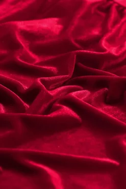 Fashion Dear-Lover Long Sleeve Ruffle Velvet Button Up Dress Fiery Red